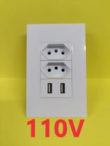 Tomada De Parede Modular Dupla com 2 Entradas Usb 2.1A + 1.0A 5V Carregador Dispositivos Celular