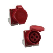 Tomada de Parede ou Sobrepor 114 3P + T 6H 380Vca / 16A Vermelho IP44 Sibratec