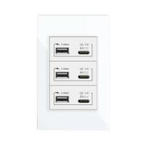 Tomada De Parede Padrão Brasileiro Delviz Branca E Preta 18W 3A Tipo C USB Carregamento Rápido 120mm