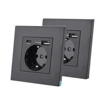 Tomada De Parede Padrão EU 16A Com Porta USB Tipo-C Para Carregamento De Celular AC 110-250V