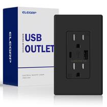 Tomada de parede para carregador USB ELEGRP com portas tipo A e tipo C Tomada de parede para carregador USB ELEGRP com portas tipo A e tipo C