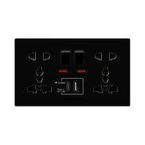 Tomada De Parede Tipo-C Com Carregamento Rápido De 18W, Interruptor Duplo, Tomada Universal Padrão