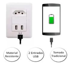 Tomada de parede tripla USB TOMADA E INTERRUPTOR BIVOLT 10A