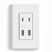 Tomada de parede USB ELEGRP Fast Charge 42W com 4 portas USB branca Tomada de parede USB ELEGRP Fast Charge 42W com 4 portas USB branca
