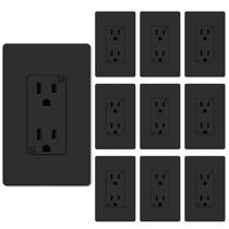 Tomada de parede WEBANG 15A 125V, resistente a adulterações, preta fosca, pacote com 10