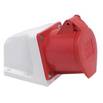 Tomada de sobrepor 3p+t 32a 380/415v 6h ip44 vermelho lukma 40019