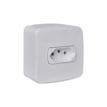 Tomada de Sobrepor Miluz Schneider 2P+T 10A 250V Branca