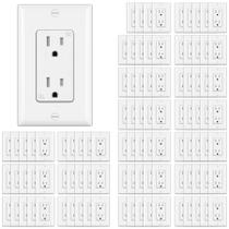 Tomada de tomada BESTTEN Decor 15A/125V/1875W, pacote com 100 unidades, branca