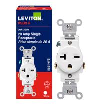 Tomada de tomada única Leviton Commercial 20A 250V branca