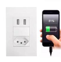 Tomada Duo 2 Usb Carrega Carga Celular Smarthphone Tablet - Feng