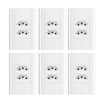 Tomada Dupla 10a/250v Com Placa 4x2 Fame Modulare - Kit 6 Un