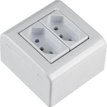 Tomada Dupla 10a/250v Sobrepor Tramontina Lizflex Branca Tomada Dupla 10a/250v Sobrepor Tramontina Lizflex Branca