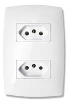 Tomada Dupla 10a 4x2 Linha Home Branco Com Placa Blux Tomada Dupla 10a 4x2 Linha Home Branco Com Placa Blux