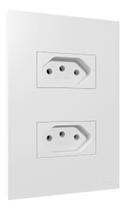 Tomada Dupla 10a 4x2 Recta Satin Branco Com Placa Blux