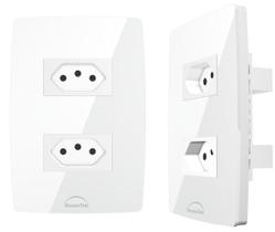 Tomada Dupla 10A Diamond Espelho 4x2 Acrilico Branco