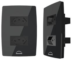 Tomada Dupla 10A Diamond Espelho 4x2 Acrilico Preto