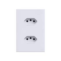 Tomada Dupla 10A Glass Espelho 4x2 Acrilico Branco Lumenx