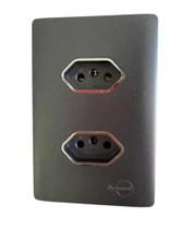 Tomada Dupla 10a Preto/grafite Novara Tomada Dupla 10a Preto/grafite Novara