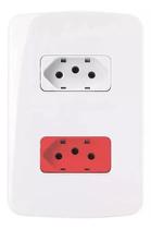 Tomada Dupla 20A Branco + Vermelho Conjunto 4x2 Lunare Tomada Dupla 20A Branco + Vermelho Conjunto 4x2 Lunare