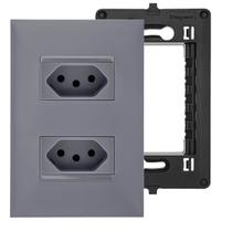 Tomada Dupla 20A e 10A PIAL Plus+ Cinza Conjunto 4x2
