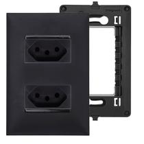 Tomada Dupla 20A e 10A PIAL Plus+ Preta Conjunto 4x2