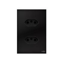 Tomada Dupla 20A Glass Espelho 4x2 Acrilico Preto Lumenx
