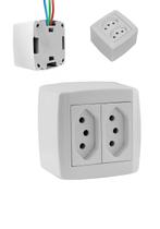 Tomada Dupla 20A Sobrepor Branca Monobloco Ilumi Externa Slim Tomada Dupla 20A Sobrepor Branca Monobloco Ilumi Externa Slim