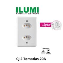 Tomada Dupla 20A Stylus Branca Ilumi Tomada Dupla 20A Stylus Branca Ilumi