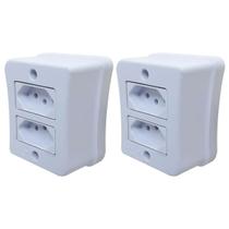 Tomada Dupla 2p+t 10A Sobrepor Externo Placa Espelho Branco
