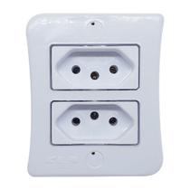 Tomada Dupla 2p+t 20A Sobrepor Externo Com Placa Espelho Branco Bivolt 127v e 250v Linha Viena - Flp