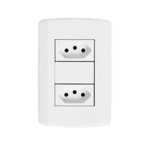 Tomada Dupla 2x4 Com Placa 10a Modular Pluzie Tomada Dupla 2x4 Com Placa 10a Modular Pluzie