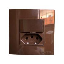 Tomada Dupla 3 Pinos 10a + Interruptor Simples Móvel Marmore Drywall Gesso Granito Móveis Pedra Embutir Marrom Margirius