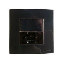 Tomada Dupla 3 Pinos 10a + Interruptor Simples Móvel Marmore Drywall Gesso Granito Móveis Pedra Embutir Preto Margirius