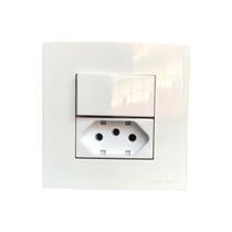 Tomada Dupla 3 Pinos 20a + Interruptor Simples Móvel Marmore Drywall Gesso Granito Móveis Pedra Embutir Branco Margirius