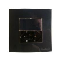 Tomada Dupla 3 Pinos 20a + Interruptor Simples Móvel Marmore Drywall Gesso Granito Móveis Pedra Embutir Preto Margirius