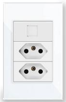 Tomada Dupla C/ RJ45 Branca Flex 10A e 20A Tomada Dupla C/ RJ45 Branca Flex 10A e 20A