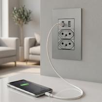 Tomada Dupla com Usb De Parede Bivolt Carregador Universal Celular