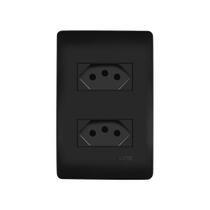 Tomada Dupla Fame Habitat Black 2P+T 10A com Placa 4x2 Preta Tomada Dupla Fame Habitat Black 2P+T 10A com Placa 4x2 Preta