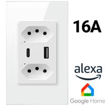 Tomada Dupla Inteligente, Zigbee, 3 Pinos, Uma Entrada USB e Uma USB-C, 16A, Compatível Com Alexa e Google Home, Branco Tomada Dupla Inteligente, Zigbee, 3 Pinos, Uma Entrada USB e Uma USB-C, 16A, Compatível Com Alexa e Google Home, Branco