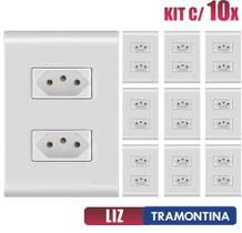 Tomada Dupla Liz Branco Tramontina 10A/250V Kit c/ 10 unidades