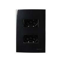 Tomada Dupla MarGirius Sleek 2P+T 10A com Placa 4x2 Preto Ebony