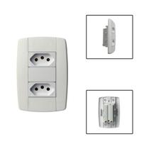 Tomada Dupla Monobloco 3 Pinos 20A 250V 4x2 Branco Tomada Dupla Monobloco 3 Pinos 20A 250V 4x2 Branco