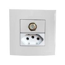 Tomada Dupla Móvel 3 Pinos 10a Gesso Drywall Marmore Granito Pedra Antena Tv Coaxial 75 Ohms Embutir Branco Margirius Tomada Dupla Móvel 3 Pinos 10a Gesso Drywall Marmore Granito Pedra Antena Tv Coaxial 75 Ohms Embutir Branco Margirius