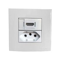 Tomada Dupla Móvel 3 Pinos 10a + HDMI Gesso Drywall Marmore Granito Pedra Embutir Branco Margirius Tomada Dupla Móvel 3 Pinos 10a + HDMI Gesso Drywall Marmore Granito Pedra Embutir Branco Margirius