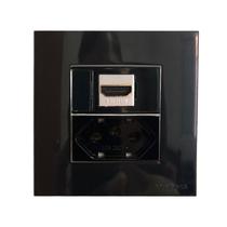 Tomada Dupla Móvel 3 Pinos 10a + HDMI Gesso Drywall Marmore Granito Pedra Embutir Preto Margirius Tomada Dupla Móvel 3 Pinos 10a + HDMI Gesso Drywall Marmore Granito Pedra Embutir Preto Margirius