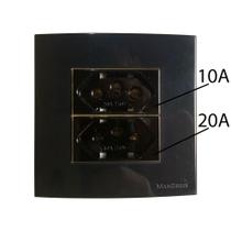 Tomada Dupla Móvel Marmore Drywall Gesso Granito Móveis Pedra Embutir 3 Pinos 10a 20a Preto Margirius