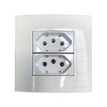 Tomada Dupla Móvel Marmore Drywall Gesso Granito Móveis Pedra Embutir 3 Pinos 10a Branco Margirius