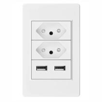 Tomada Dupla Parede Com 02 Entradas Usb Carregamento Celular