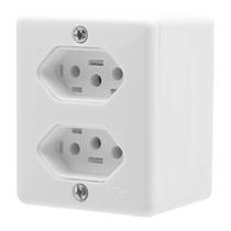 Tomada Dupla Sobrepor 2P+T 20A 250V Branco - Ilumi Tomada Dupla Sobrepor 2P+T 20A 250V Branco - Ilumi