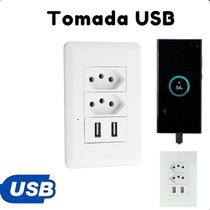 Tomada Dupla USB 4x2 Branco Bivolt 5V